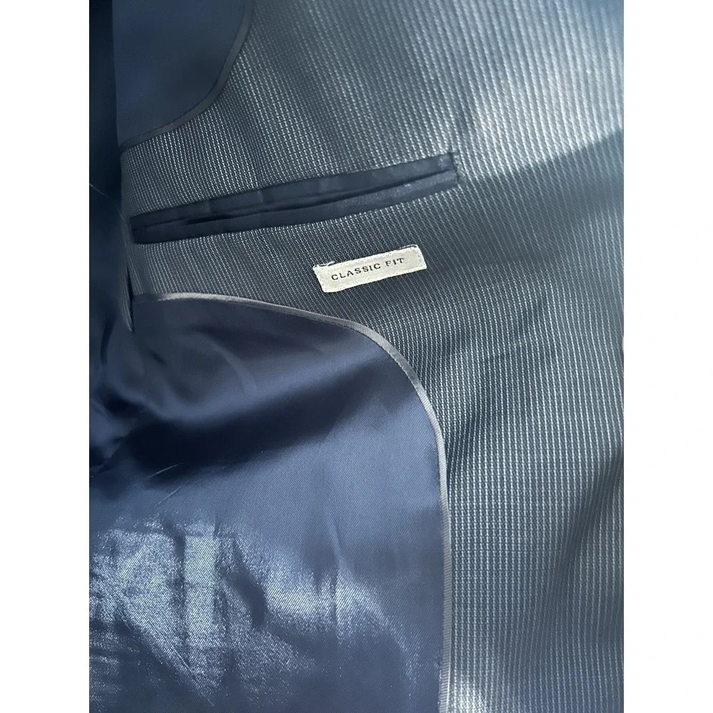 Zara Men 38 One Button Charcoal Gray Pinstripe Blazer Business Casual Academia